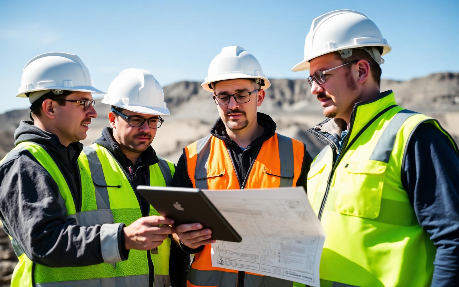 Field team reviewing documentation